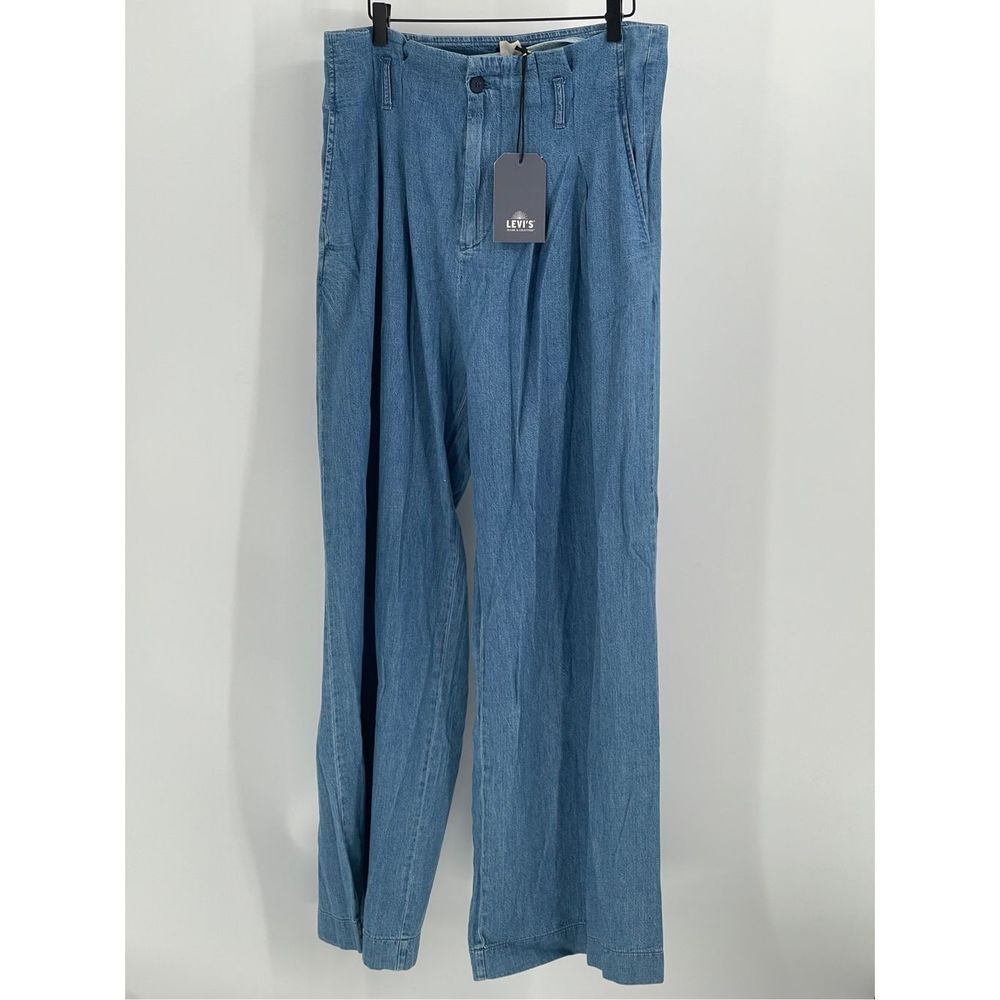 Levi's Jeans Wide Leg Slouchy Pleated Front‎ Women 34 Large Blue High Rise New